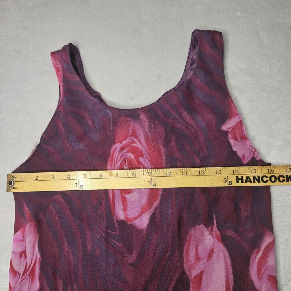 Mary McFadden Womens 10 Maxi Dress Floral Rose Print Sleeveless Purple Pink - Picture 4 of 7